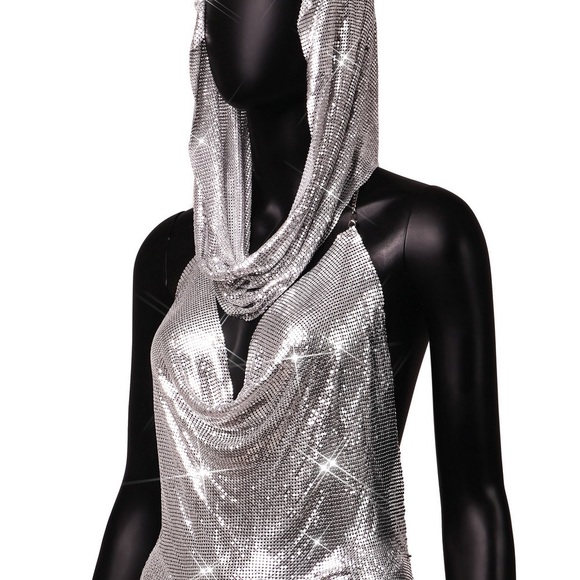 Metal crystal chained top with scraf - Picture 9 of 9